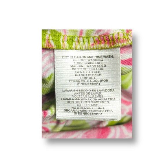 Pappagallo Pink Green Floral Mini Dress Ruffle Sleeve Vacation Resort Size Large - Picture 6 of 8